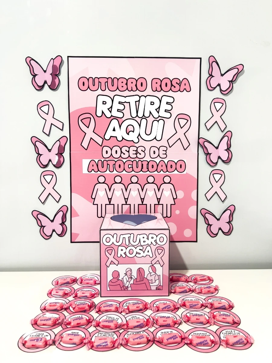 Cantinho Motivacional Outubro Rosa – Fichas e Decoração