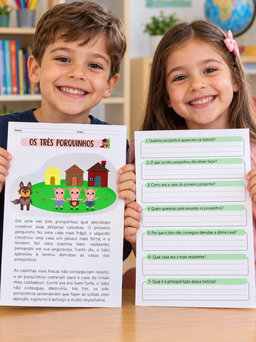 Os Três Porquinhos – Atividade de Interpretação de Texto para Educação Infantil