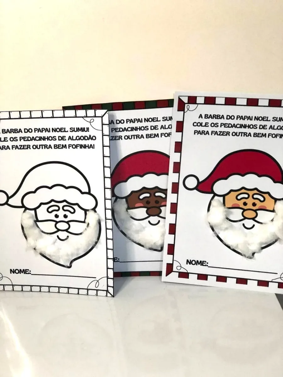 Imagem da galeria 1 de Atividade Natalina Barba do Papai Noel com Algodão para Crianças