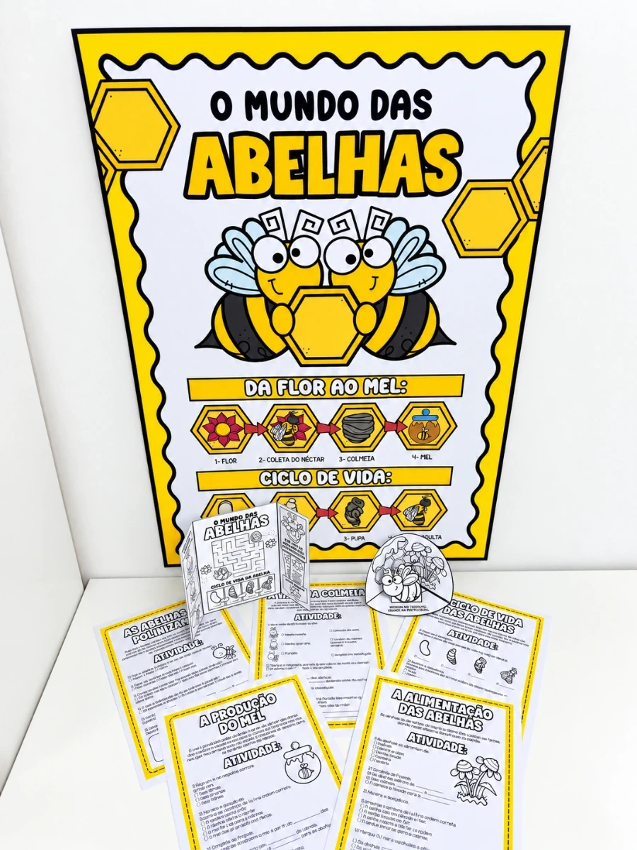 Kit Projeto Abelhas Educação Infantil - Painel Decorativo, E-book e Atividades
