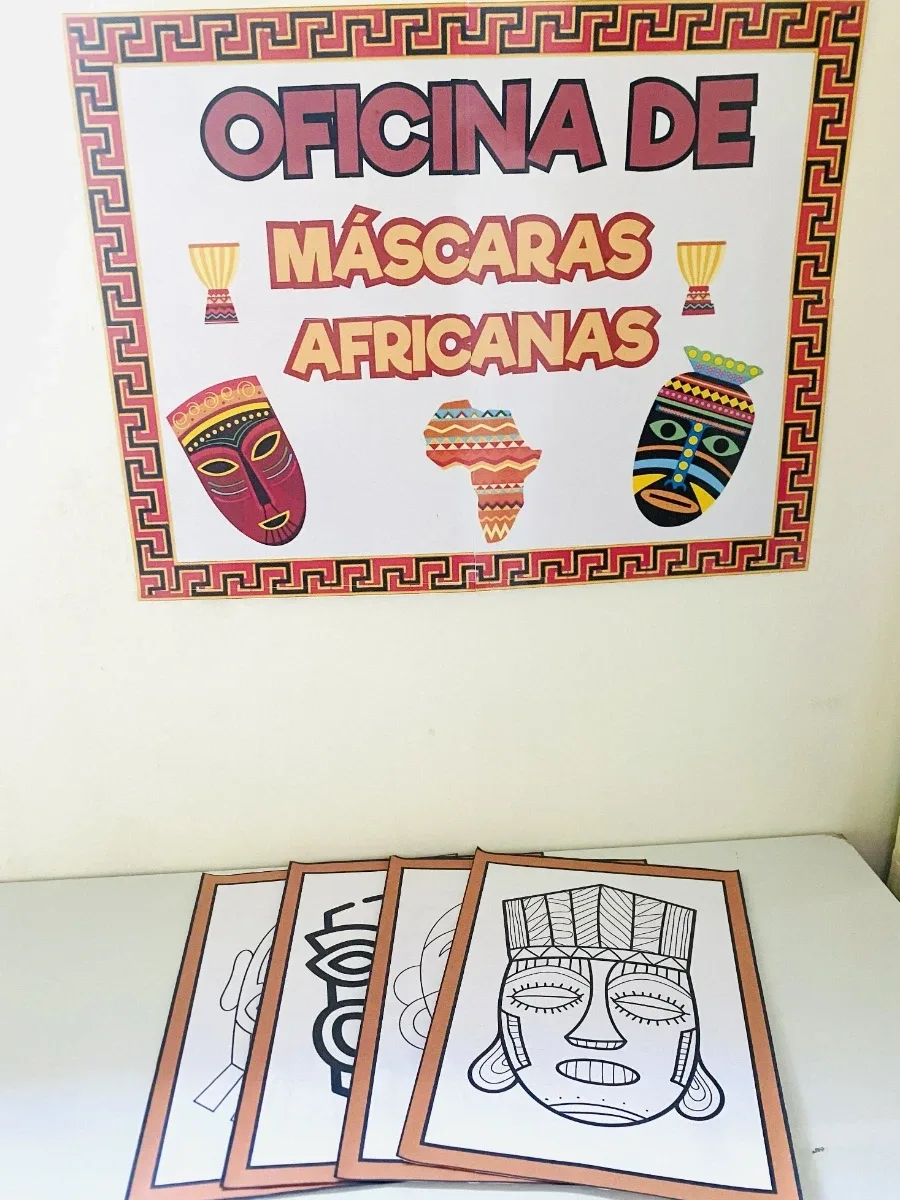 Capa de Oficina de Máscaras Africanas para Pintar com Painel Ampliado