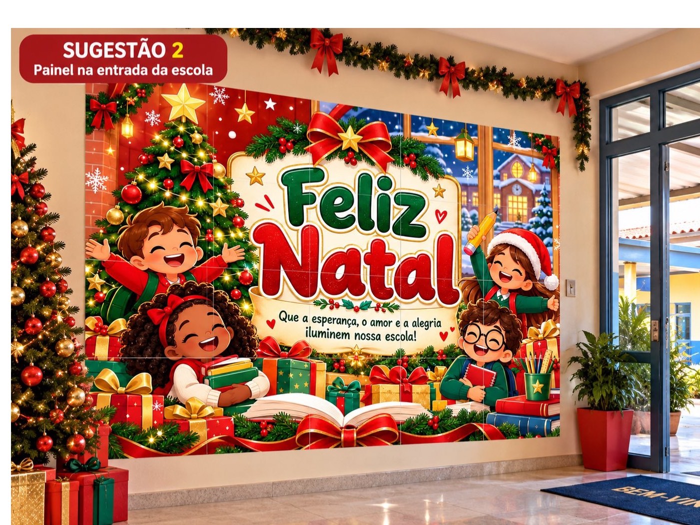 Imagem da galeria 1 de Painel de Natal Escolar 5x5 Folhas A4 | Feliz Natal