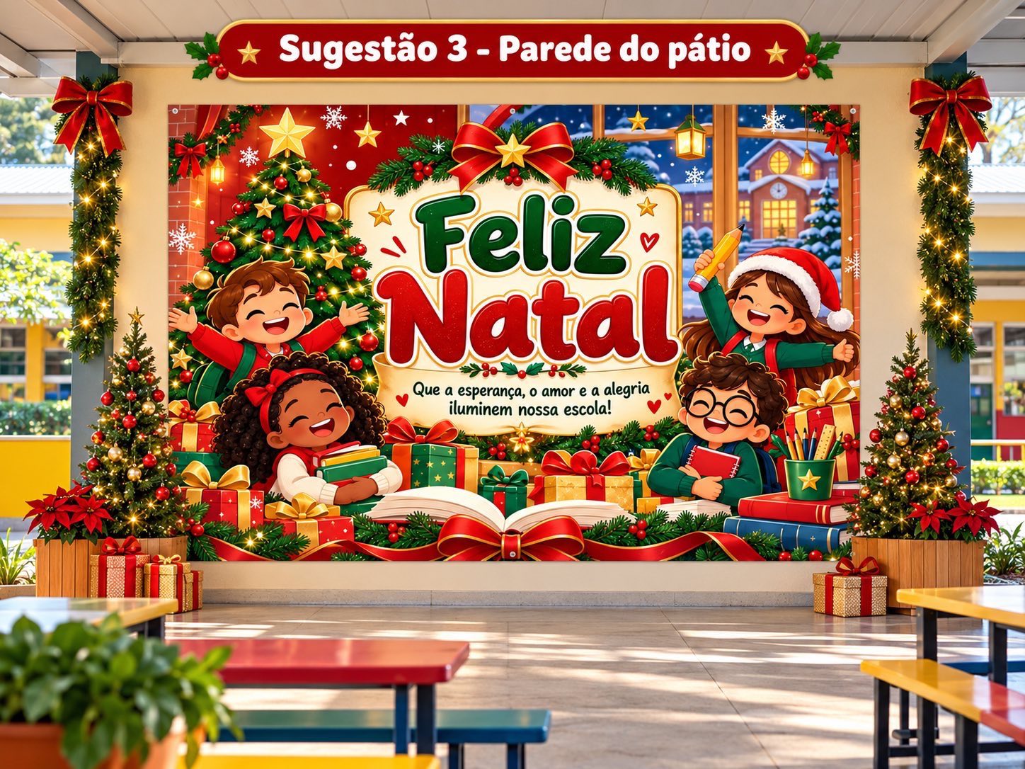 Imagem da galeria 2 de Painel de Natal Escolar 5x5 Folhas A4 | Feliz Natal