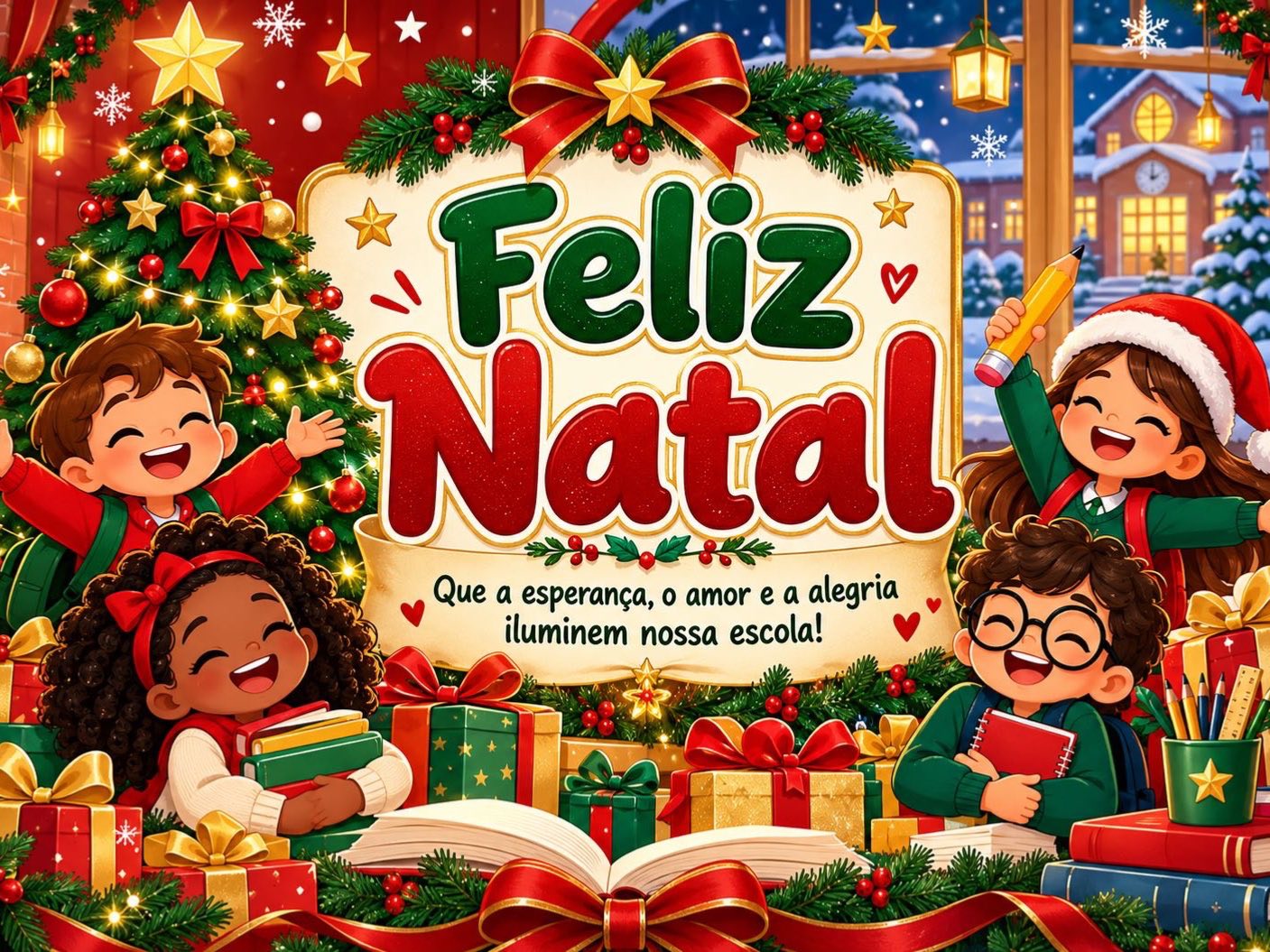 Imagem da galeria 3 de Painel de Natal Escolar 5x5 Folhas A4 | Feliz Natal