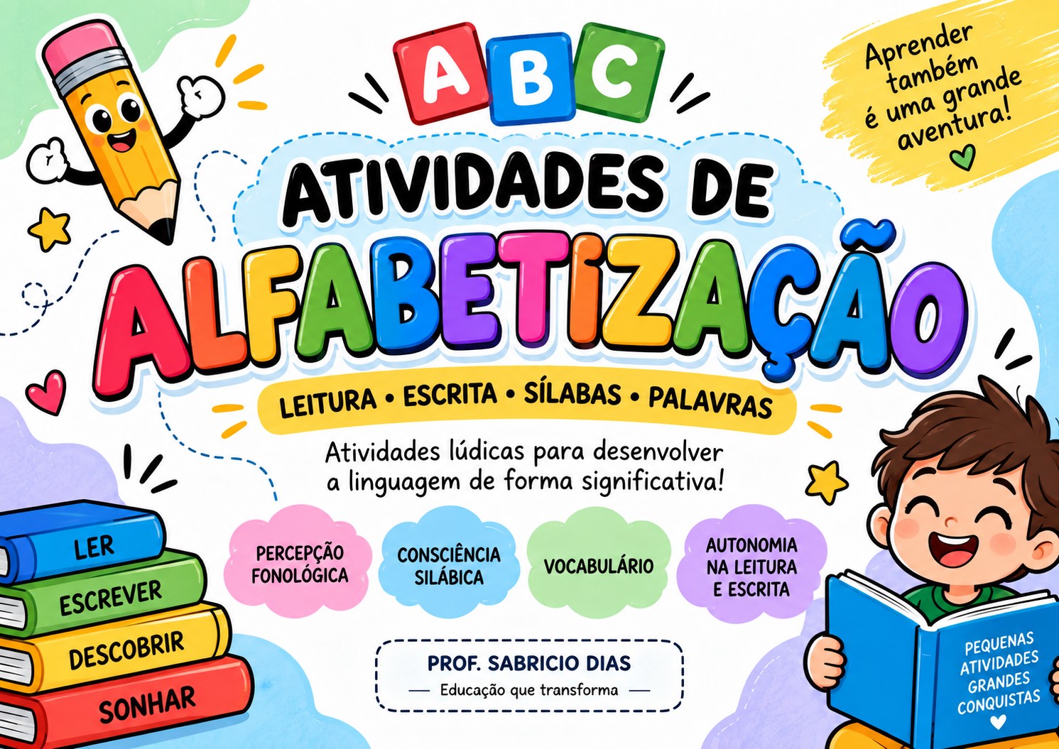 Capa de Atividades de Alfabetização – Leitura, Escrita e Sílabas