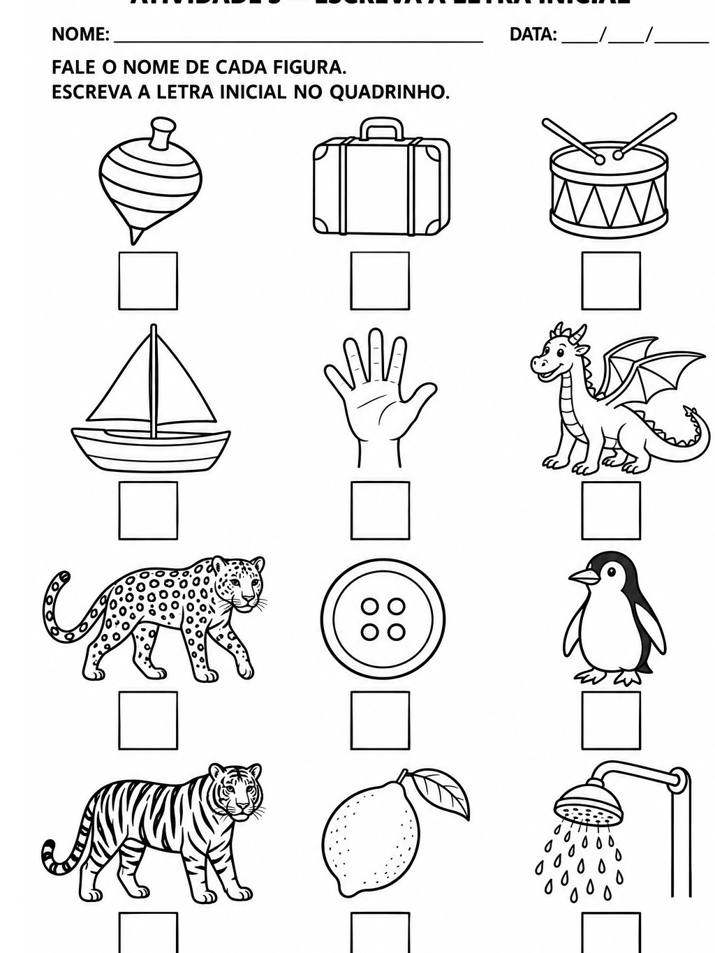 Imagem da galeria 2 de Atividades de Letra Inicial para Alfabetização – Kit 2