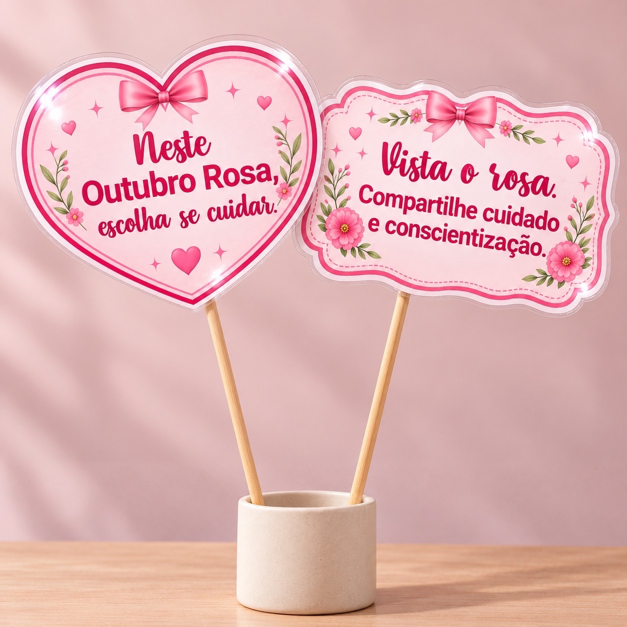 Imagem da galeria 1 de Kit Outubro Rosa – 28 Plaquinhas para Fotos e Decoração