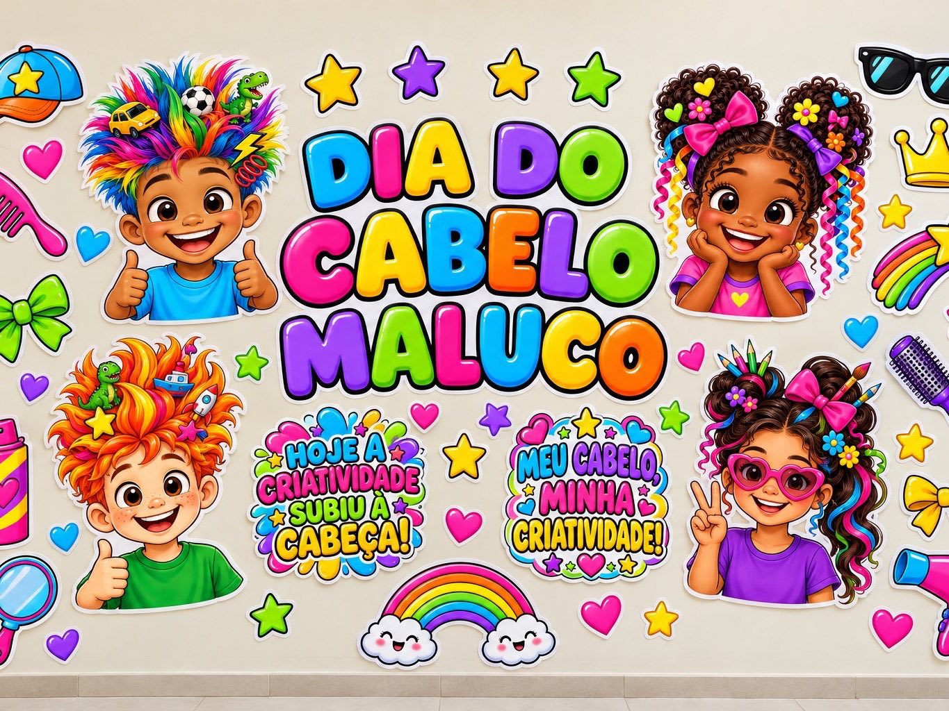 Capa de Painel Cabelo Maluco para Imprimir — Kit Pegue e Monte A4