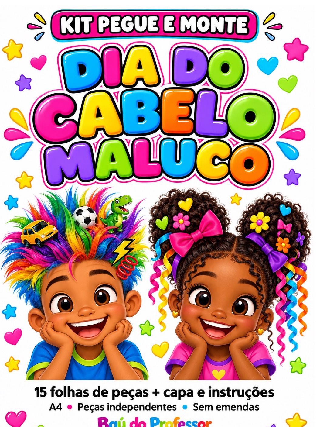 Imagem da galeria 1 de Painel Cabelo Maluco para Imprimir — Kit Pegue e Monte A4