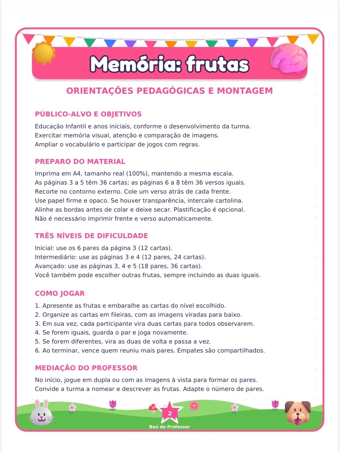 Imagem da galeria 1 de Jogo da Memória das Frutas para Imprimir — 18 Pares em PDF