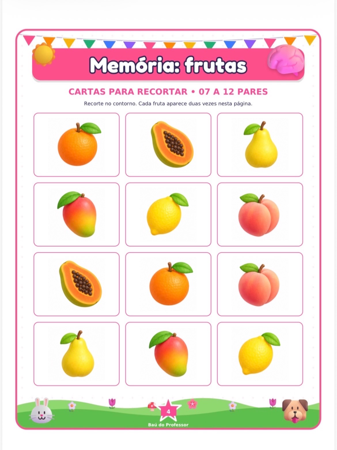 Imagem da galeria 3 de Jogo da Memória das Frutas para Imprimir — 18 Pares em PDF