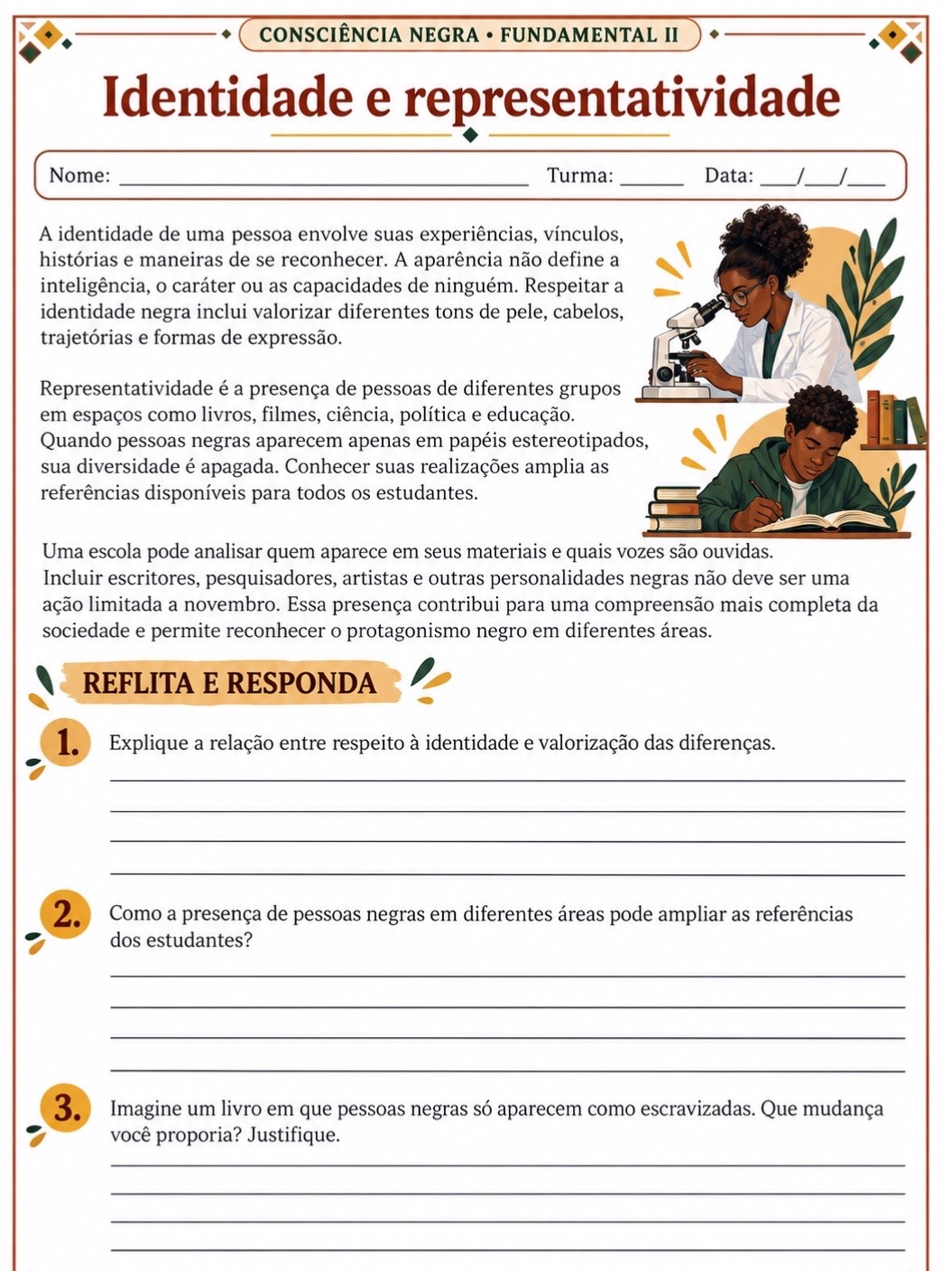 Imagem da galeria 2 de Consciência Negra: 5 Atividades para Fundamental 2 com Textos