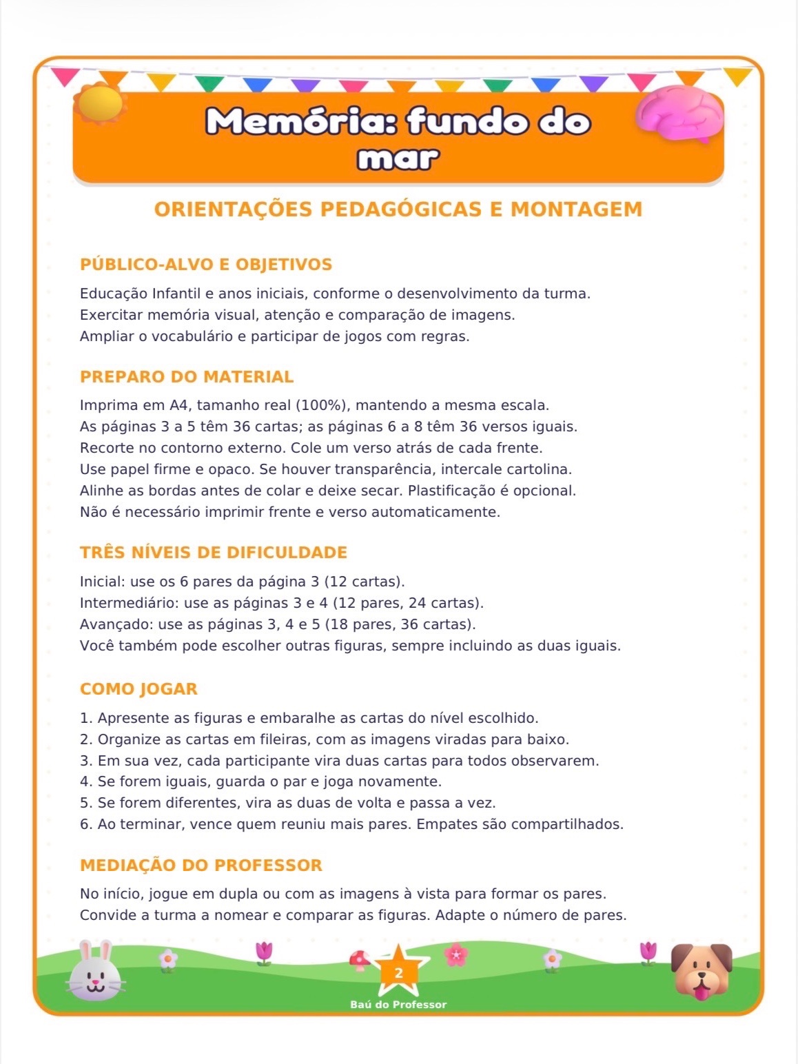Imagem da galeria 1 de Jogo da Memória Fundo do Mar para Imprimir — 18 Pares PDF
