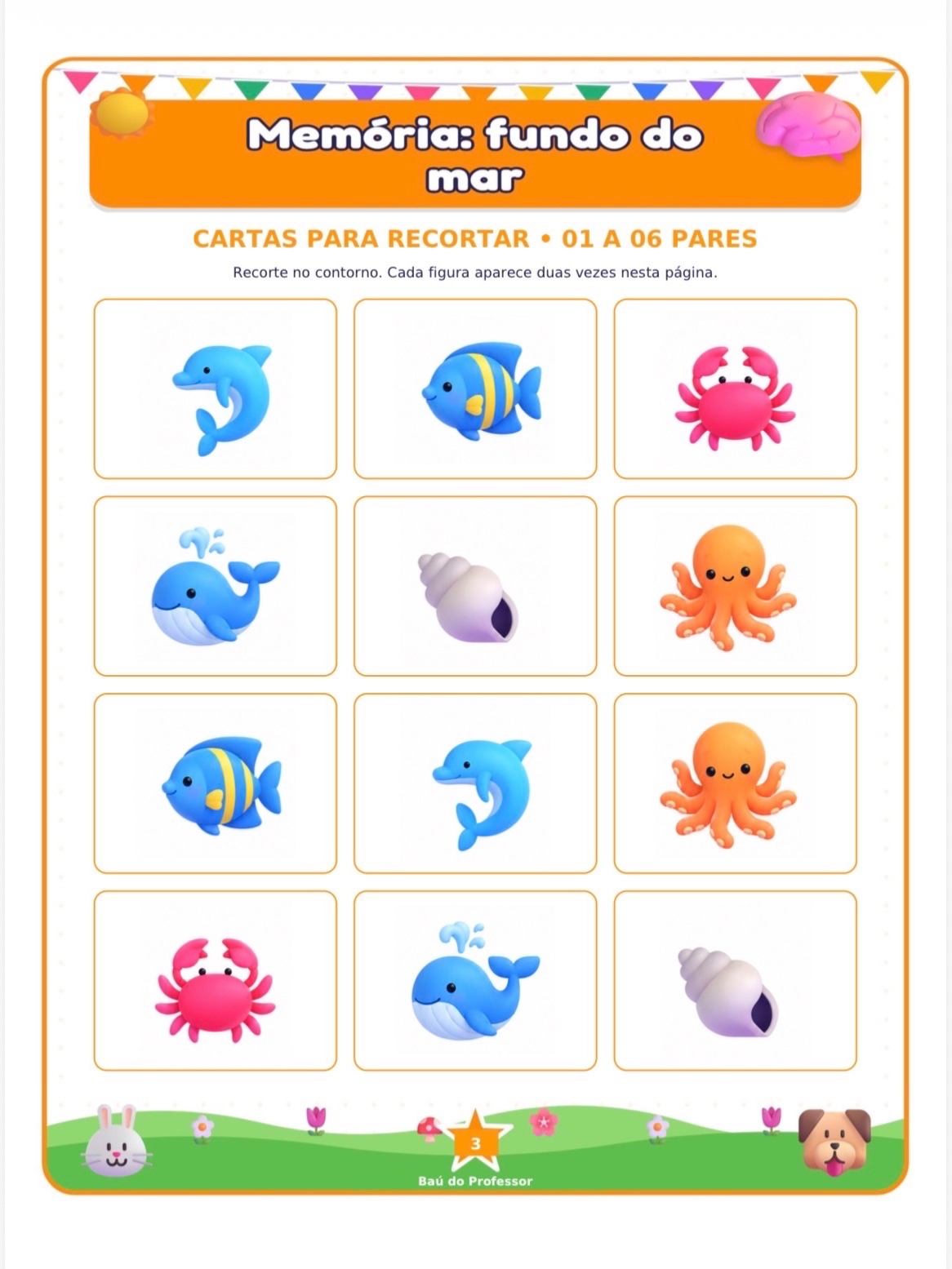Imagem da galeria 2 de Jogo da Memória Fundo do Mar para Imprimir — 18 Pares PDF