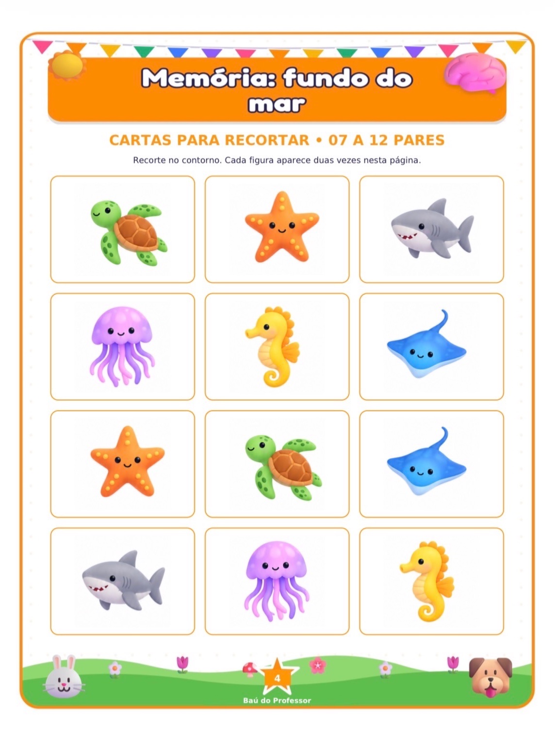 Imagem da galeria 3 de Jogo da Memória Fundo do Mar para Imprimir — 18 Pares PDF