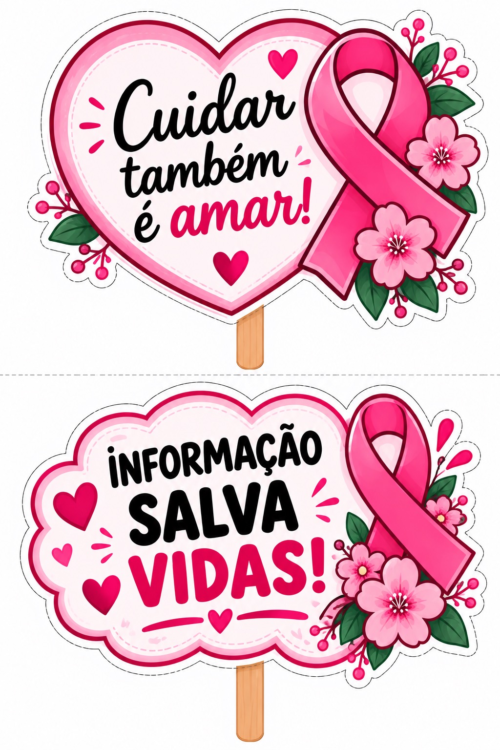 Imagem da galeria 2 de Outubro Rosa-16 Plaquinhas Grandes + 32 Plaquinhas Pequenas para Fotos