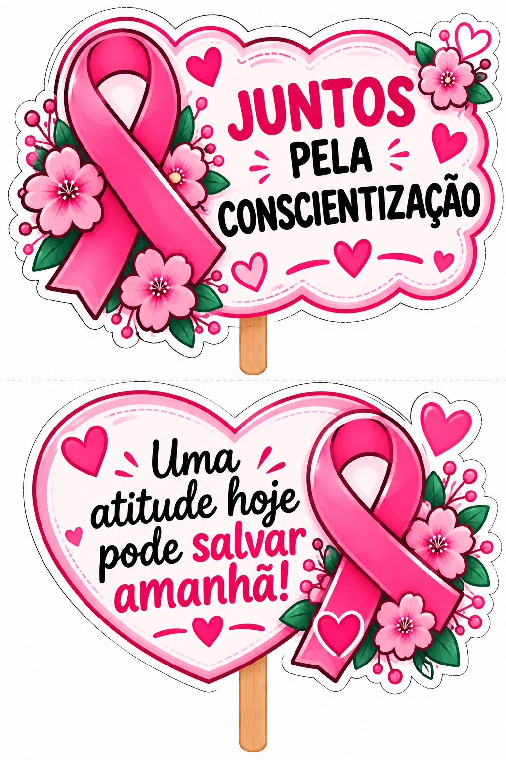 Imagem da galeria 3 de Outubro Rosa-16 Plaquinhas Grandes + 32 Plaquinhas Pequenas para Fotos