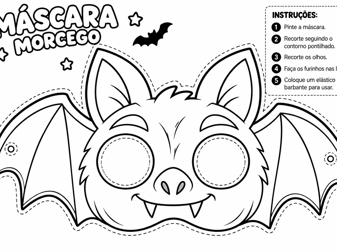 Imagem da galeria 1 de Máscaras de Halloween para Colorir e Recortar – Kit com 5 Modelos