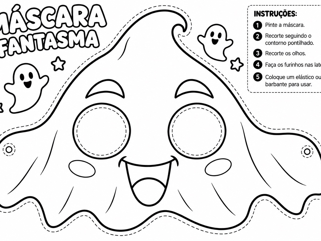 Imagem da galeria 2 de Máscaras de Halloween para Colorir e Recortar – Kit com 5 Modelos