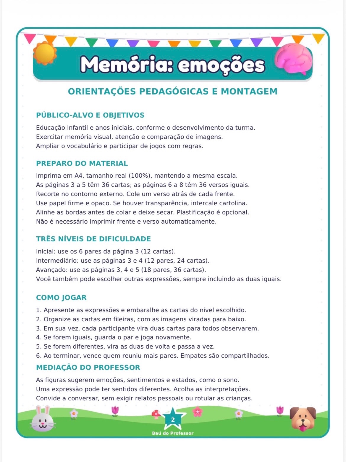 Imagem da galeria 1 de Jogo da Memória das Emoções para Imprimir — 18 Pares PDF