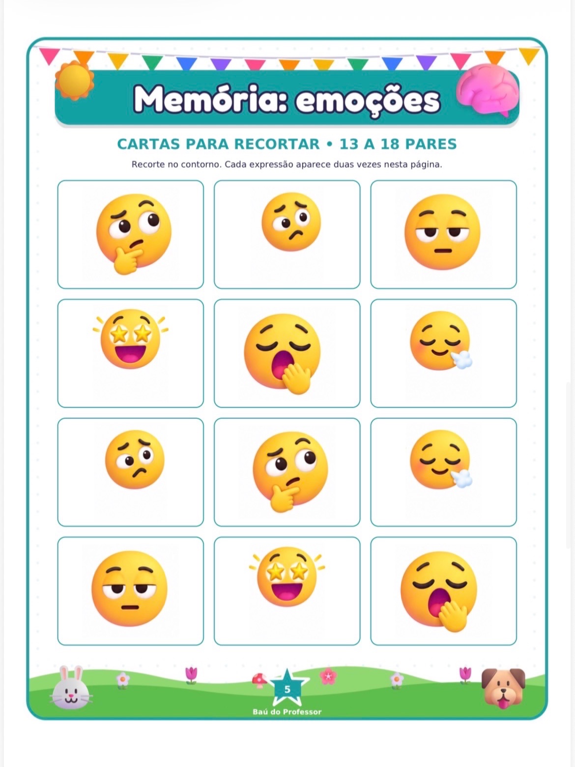 Imagem da galeria 2 de Jogo da Memória das Emoções para Imprimir — 18 Pares PDF