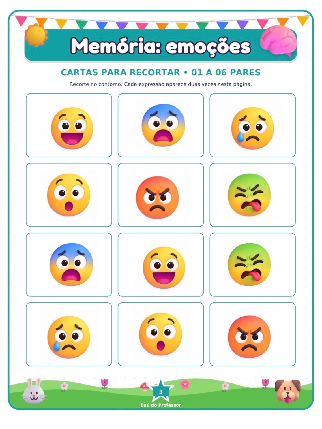 Imagem da galeria 3 de Jogo da Memória das Emoções para Imprimir — 18 Pares PDF
