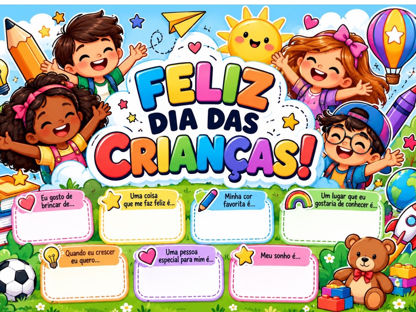 Capa de Painel Dia das Crianças Interativo – Feliz Dia das Crianças