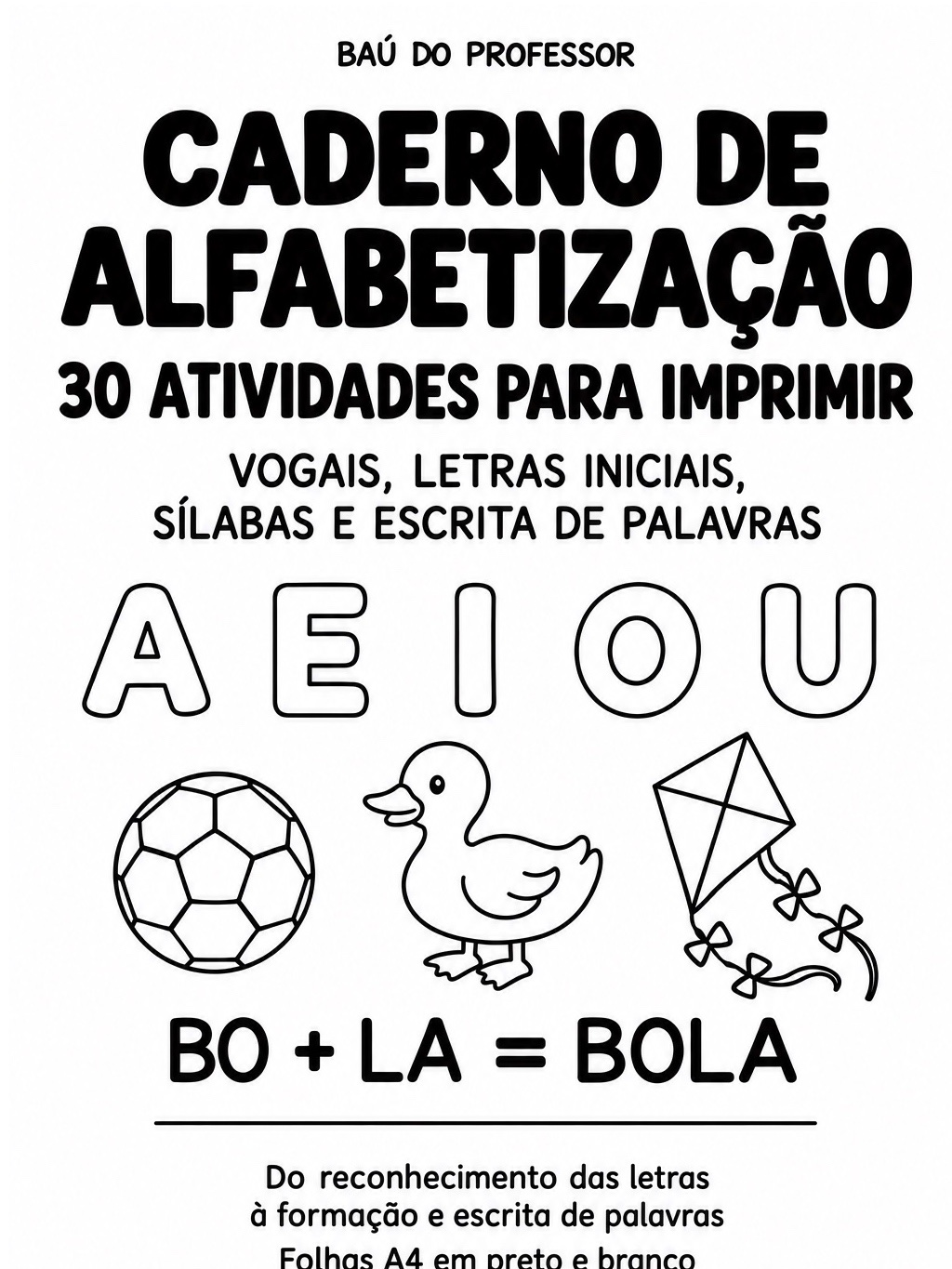 Capa de Caderno de Alfabetização 1º Ano: 30 Atividades em PDF