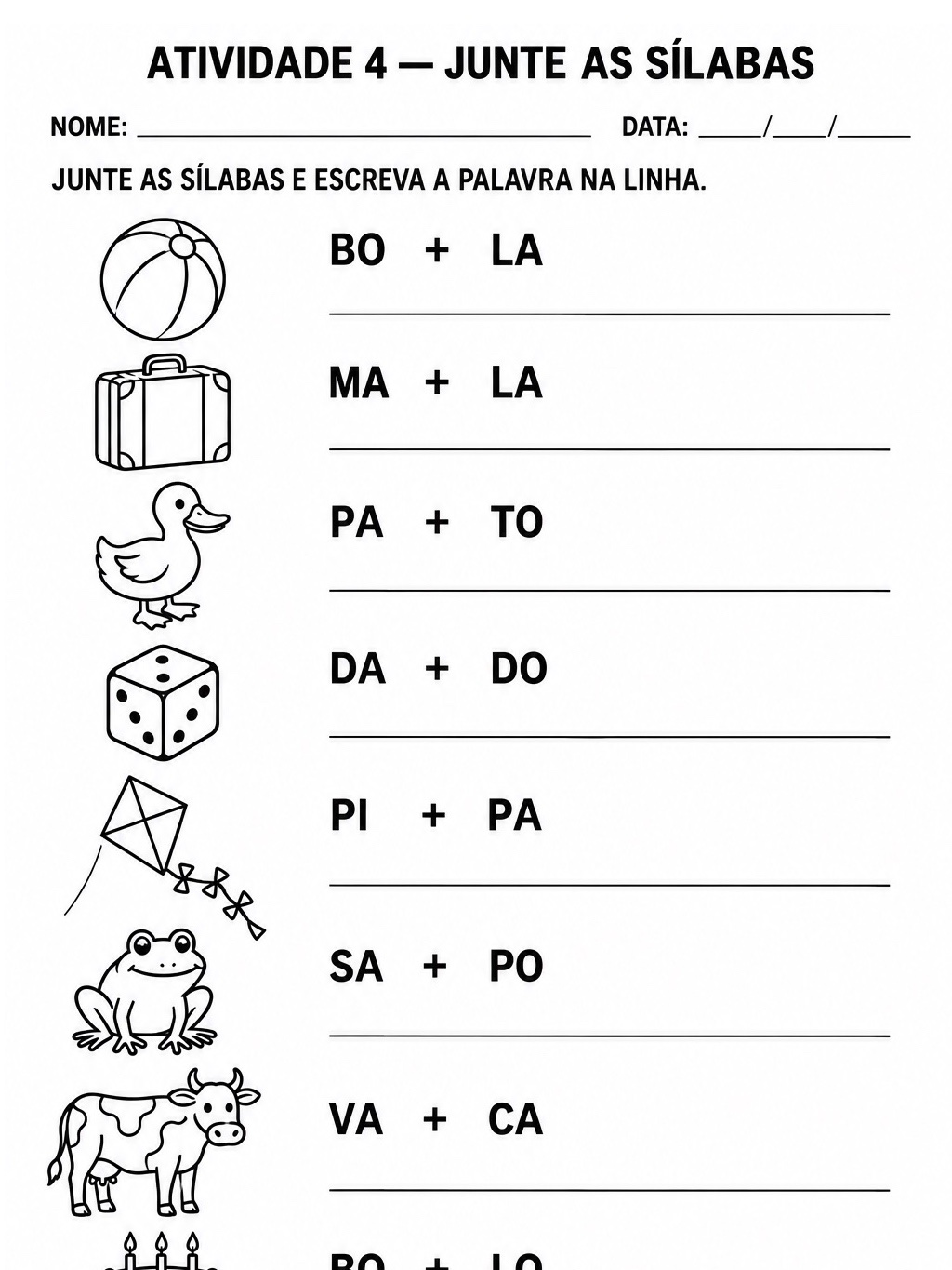 Imagem da galeria 1 de Caderno de Alfabetização 1º Ano: 30 Atividades em PDF