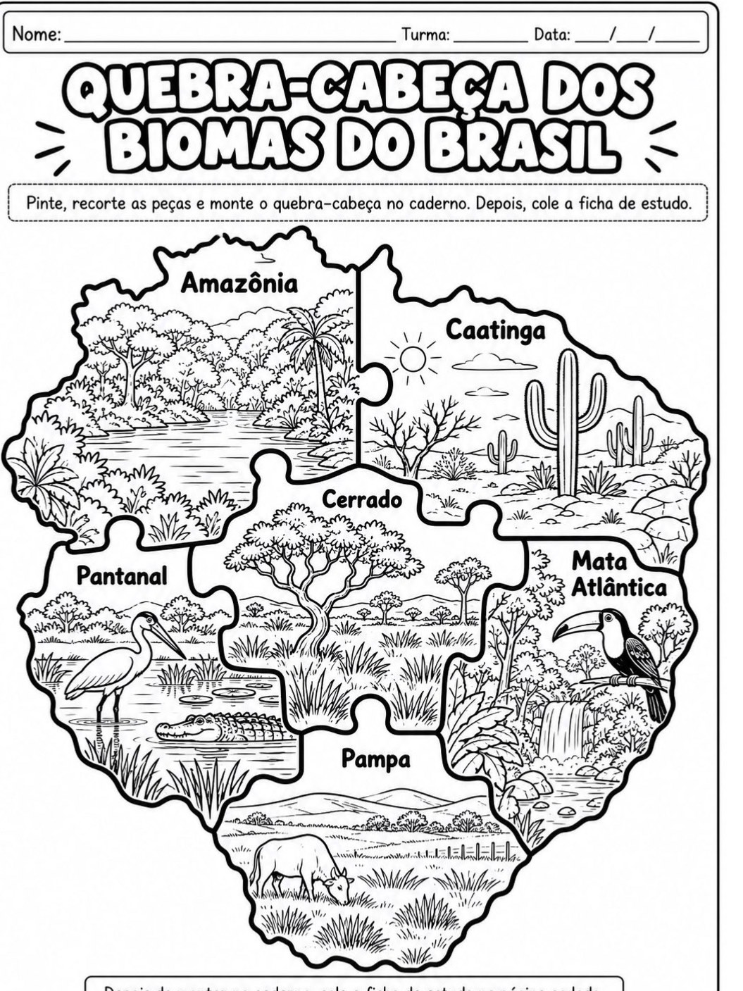 Imagem da galeria 1 de Quebra-Cabeça dos Biomas do Brasil – Atividade de Ciências EF1