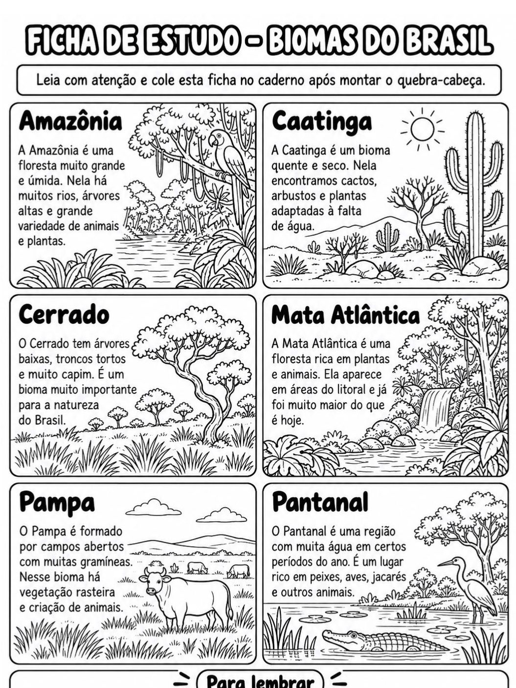 Imagem da galeria 2 de Quebra-Cabeça dos Biomas do Brasil – Atividade de Ciências EF1
