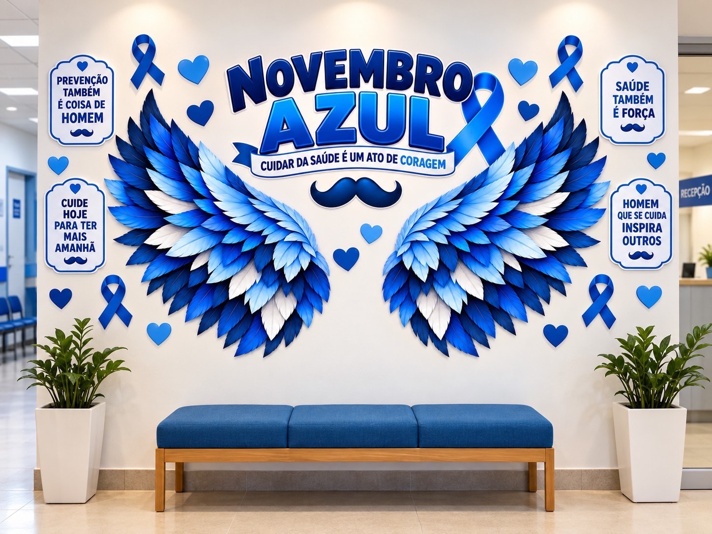 Capa de Painel Novembro Azul com Asas para Fotos | Kit Decorativo PDF