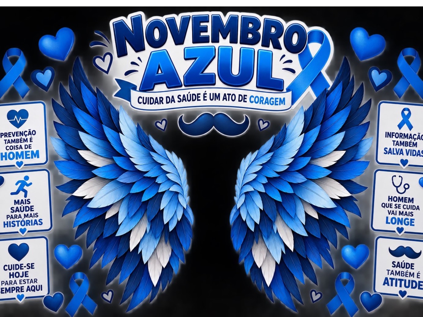 Imagem da galeria 1 de Painel Novembro Azul com Asas para Fotos | Kit Decorativo PDF