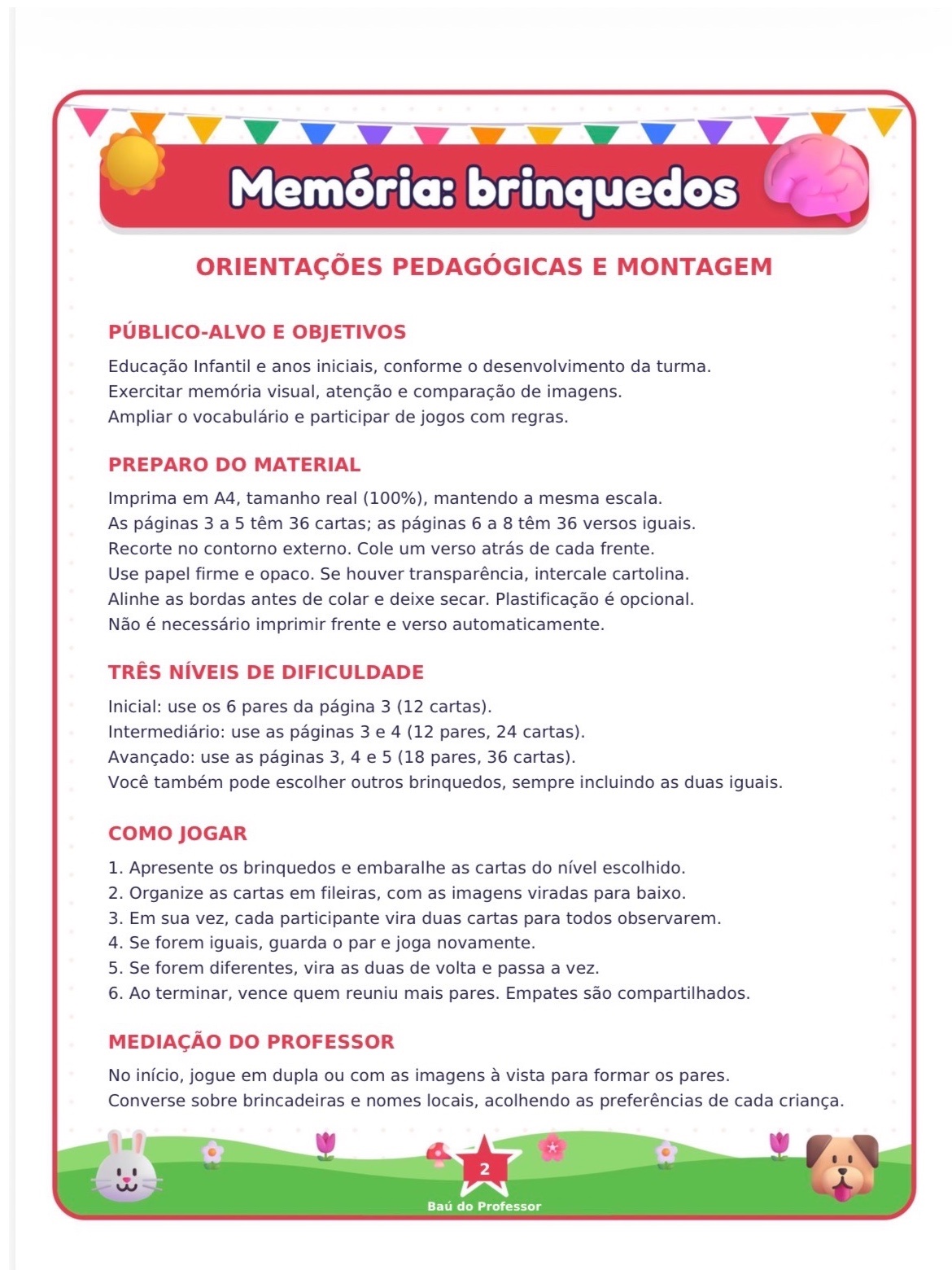 Imagem da galeria 2 de Jogo da Memória dos Brinquedos para Imprimir — 18 Pares PDF