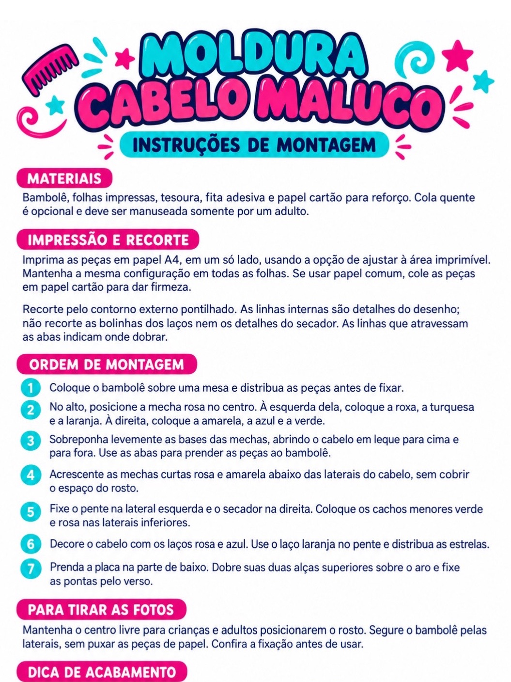 Imagem da galeria 1 de Moldura Cabelo Maluco para Bambolê – Kit para Imprimir