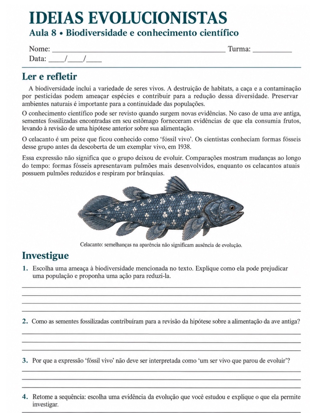 Imagem da galeria 1 de Ideias Evolucionistas: Sequência Didática de Ciências