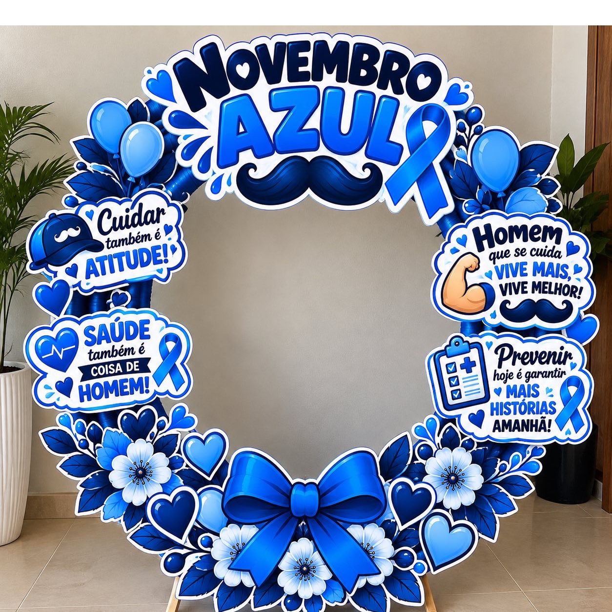 Capa de Kit Novembro Azul – Decoração para Bambolê | Painel e Fotos