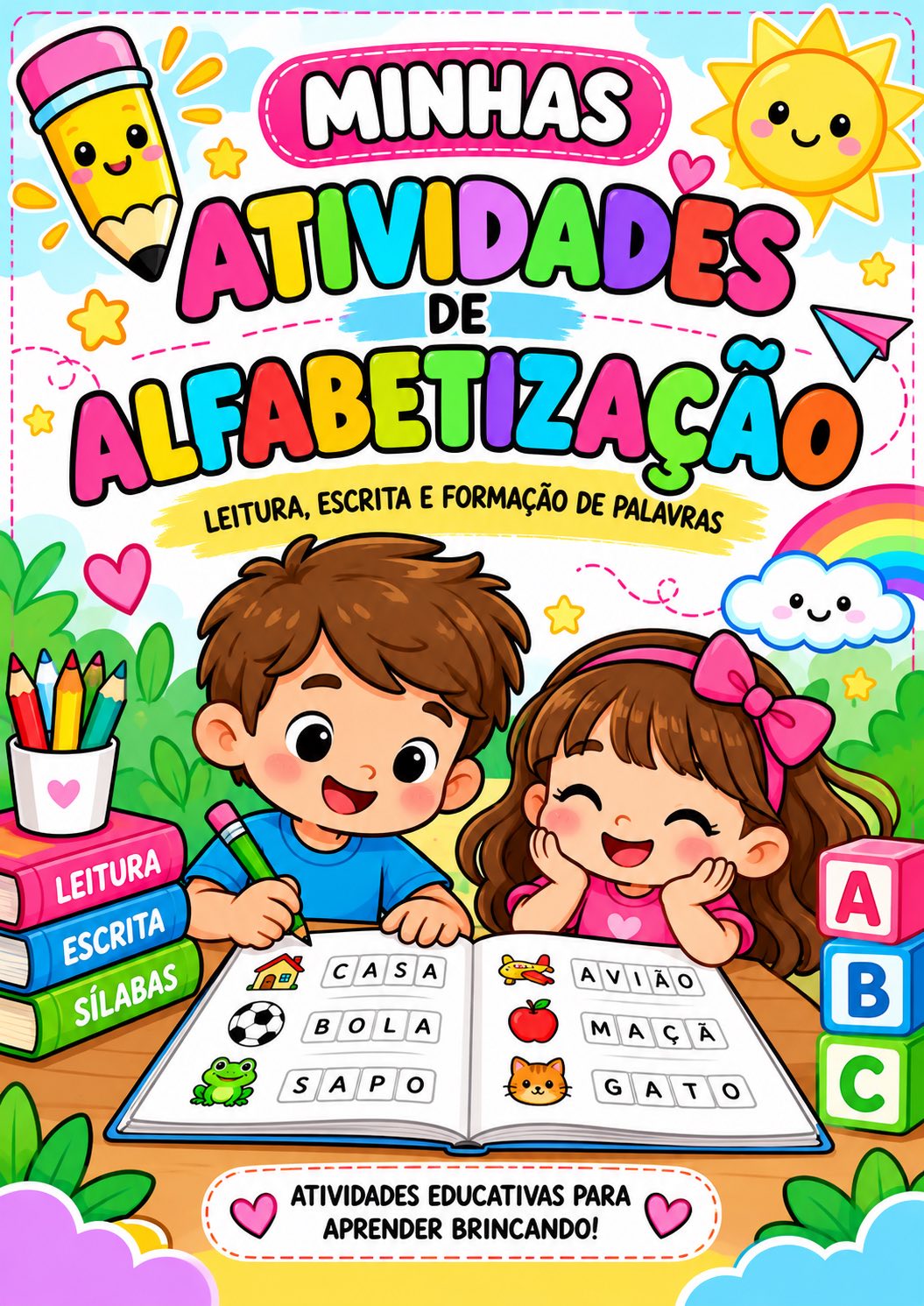Capa de Atividades de Alfabetização para Educação Infantil e 1º Ano