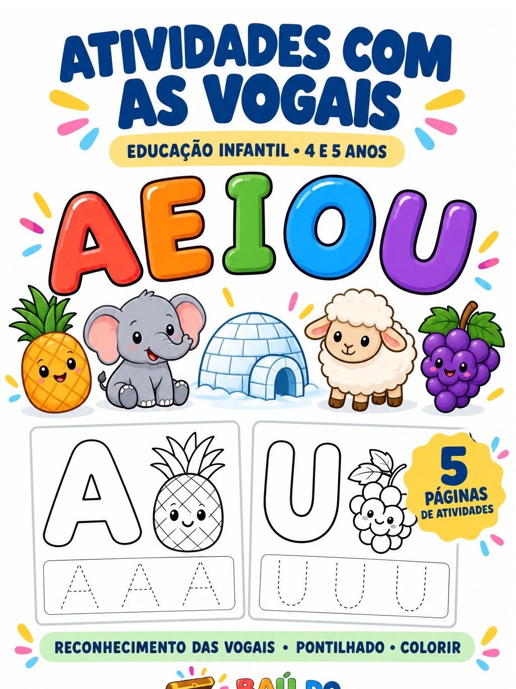 Capa de Atividades com Vogais para Educação Infantil – 4 e 5 Anos