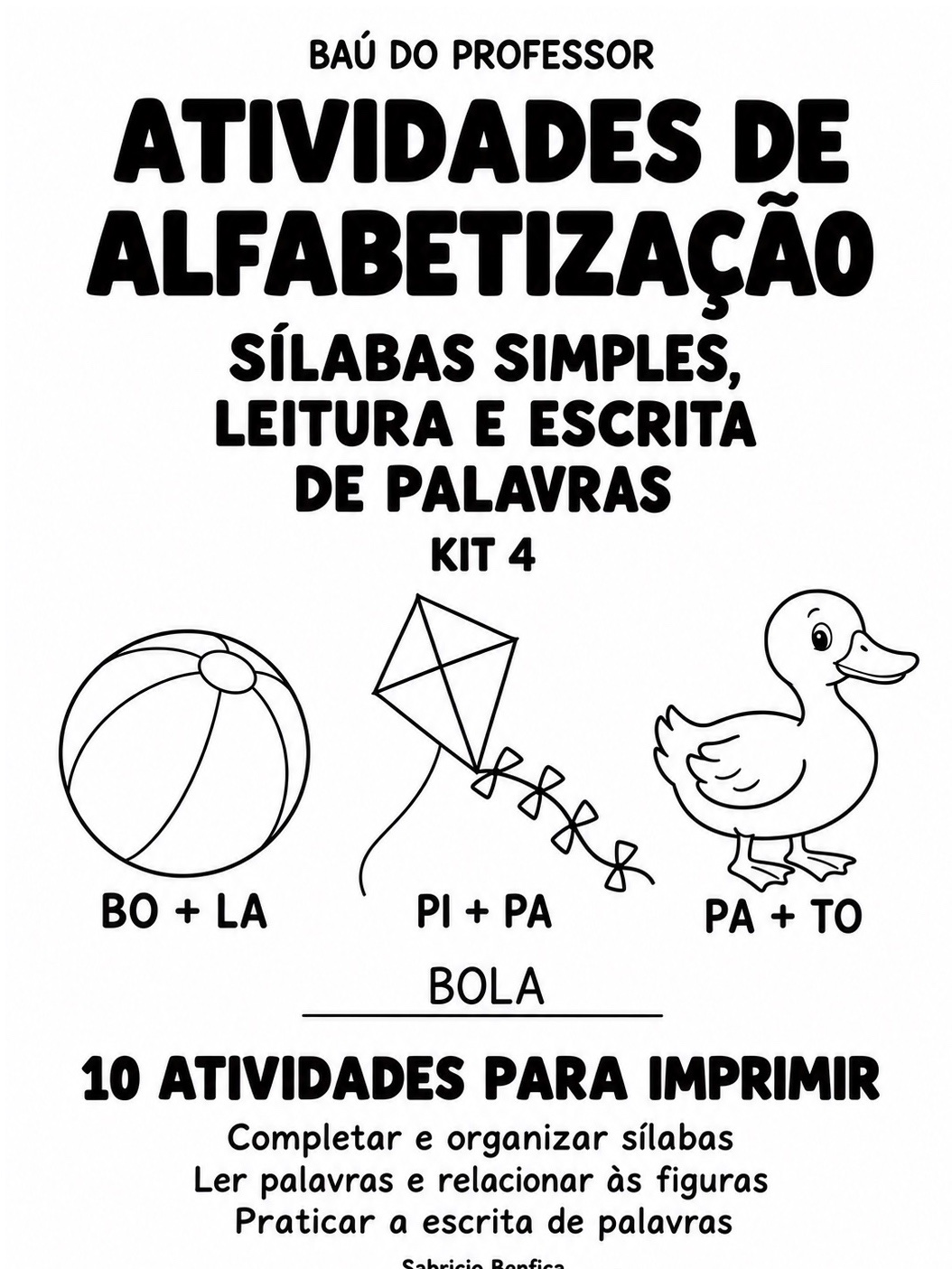 Capa de Sílabas Simples: Alfabetização 1º Ano — Kit 4