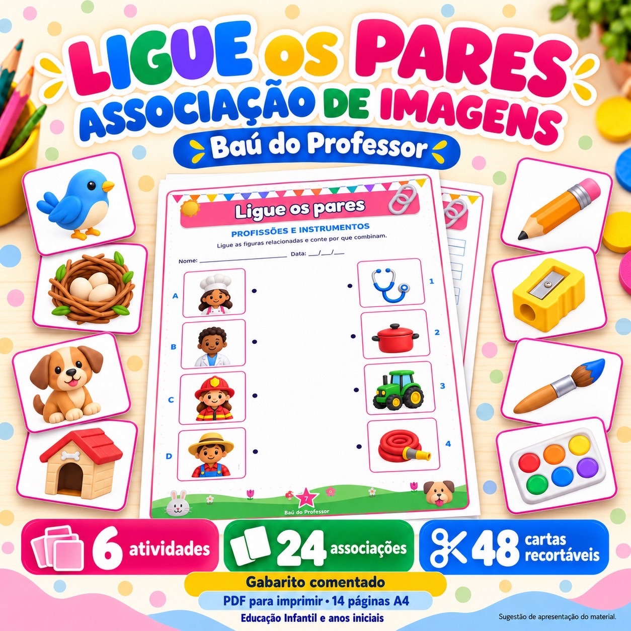 Capa de Ligue os Pares para Imprimir — Kit de Associação de Imagens PDF