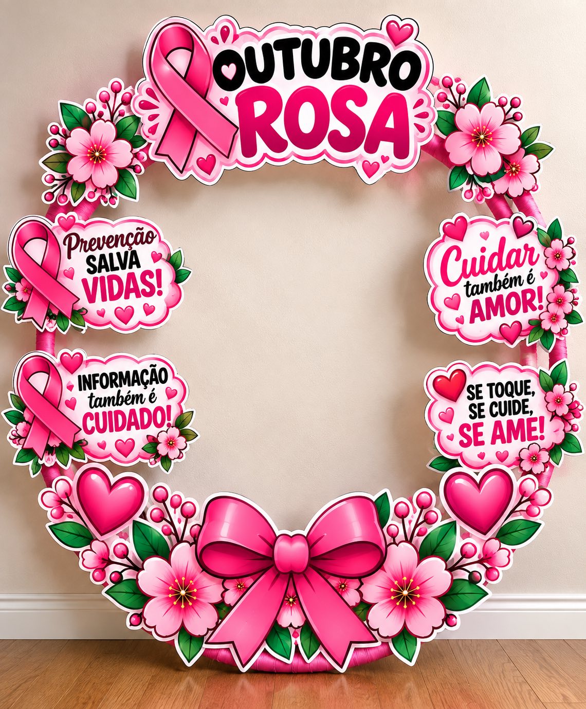Capa de Kit Outubro Rosa para Bambolê – Decoração para Fotos