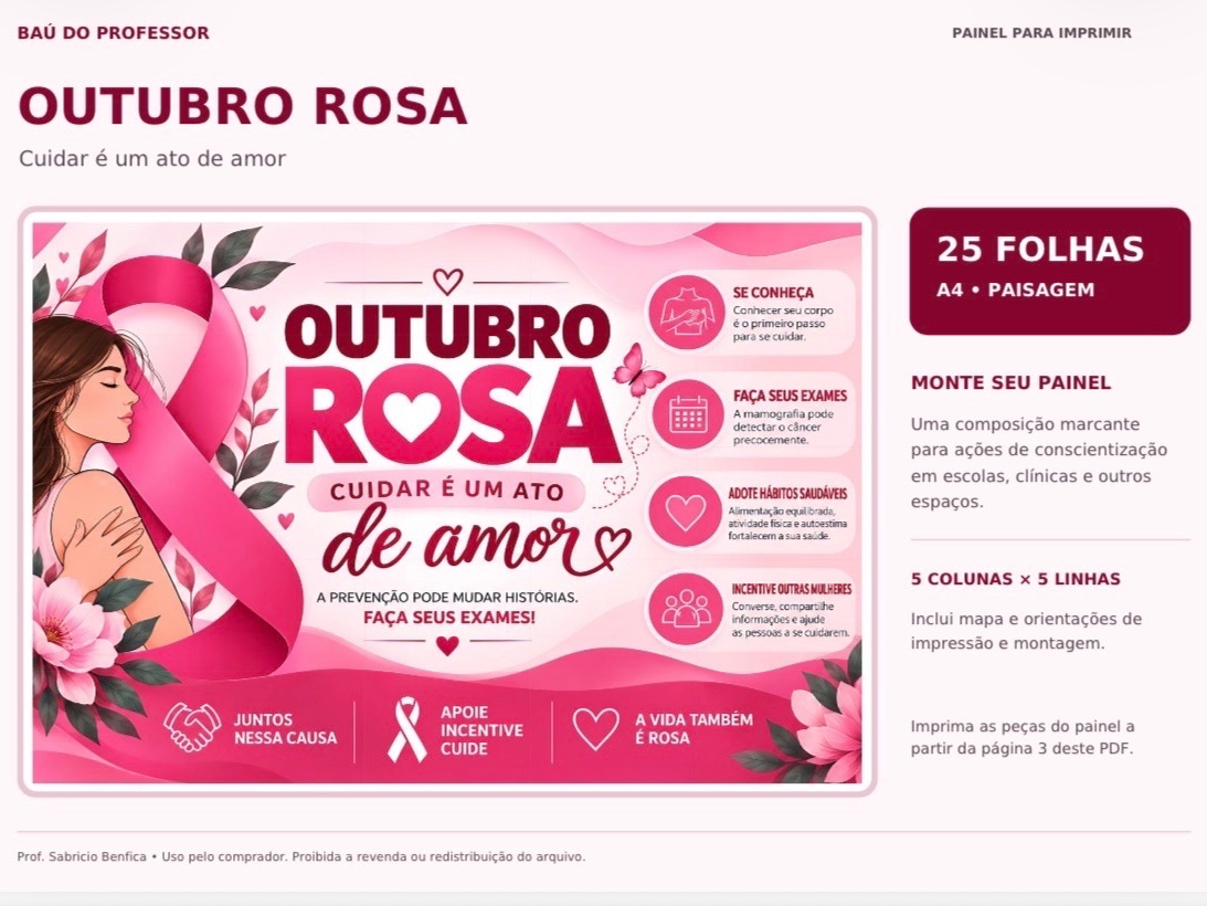 Imagem da galeria 1 de Painel Outubro Rosa Cuidar é um Ato de Amor em PDF
