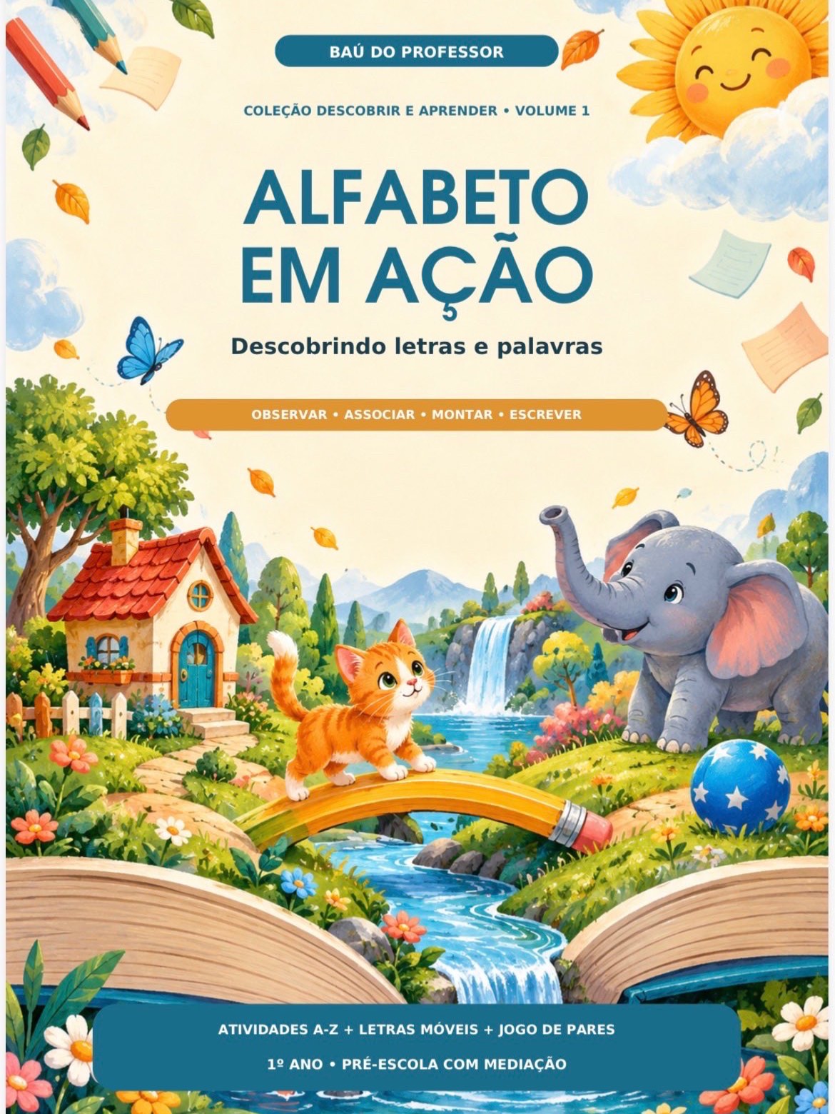 Capa de Alfabeto em Ação: Atividades de A a Z + Letras Móveis e Jogo