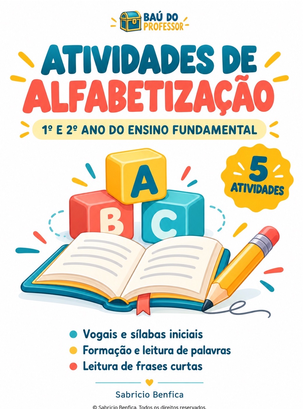 Capa de Atividades de Alfabetização 1º e 2º Ano para Imprimir