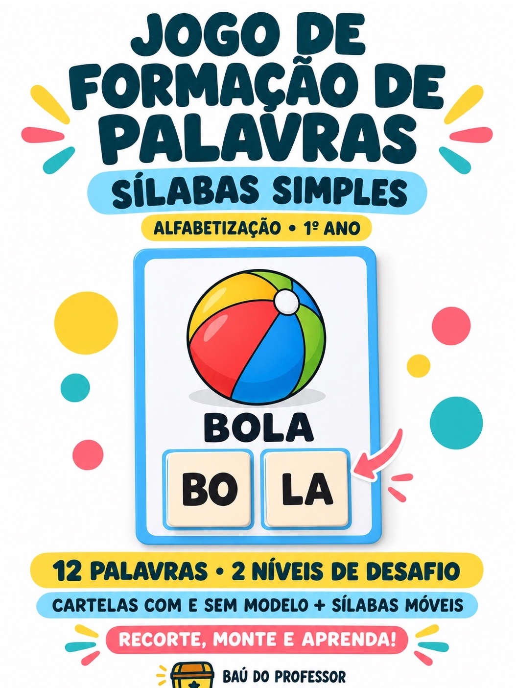Capa de Jogo de Alfabetização com Sílabas Simples | Formar Palavras em PDF