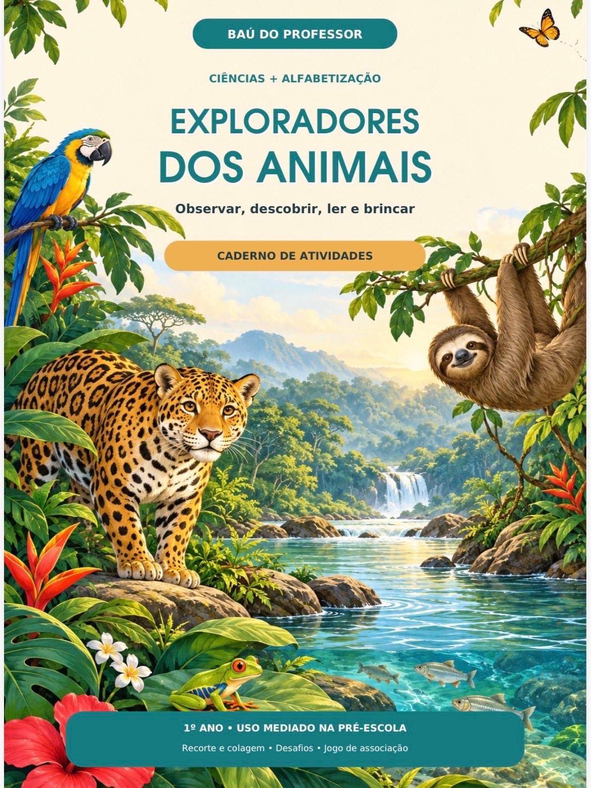 Capa de Atividades sobre Animais: Ciências e Alfabetização – 23 Páginas + Jogo
