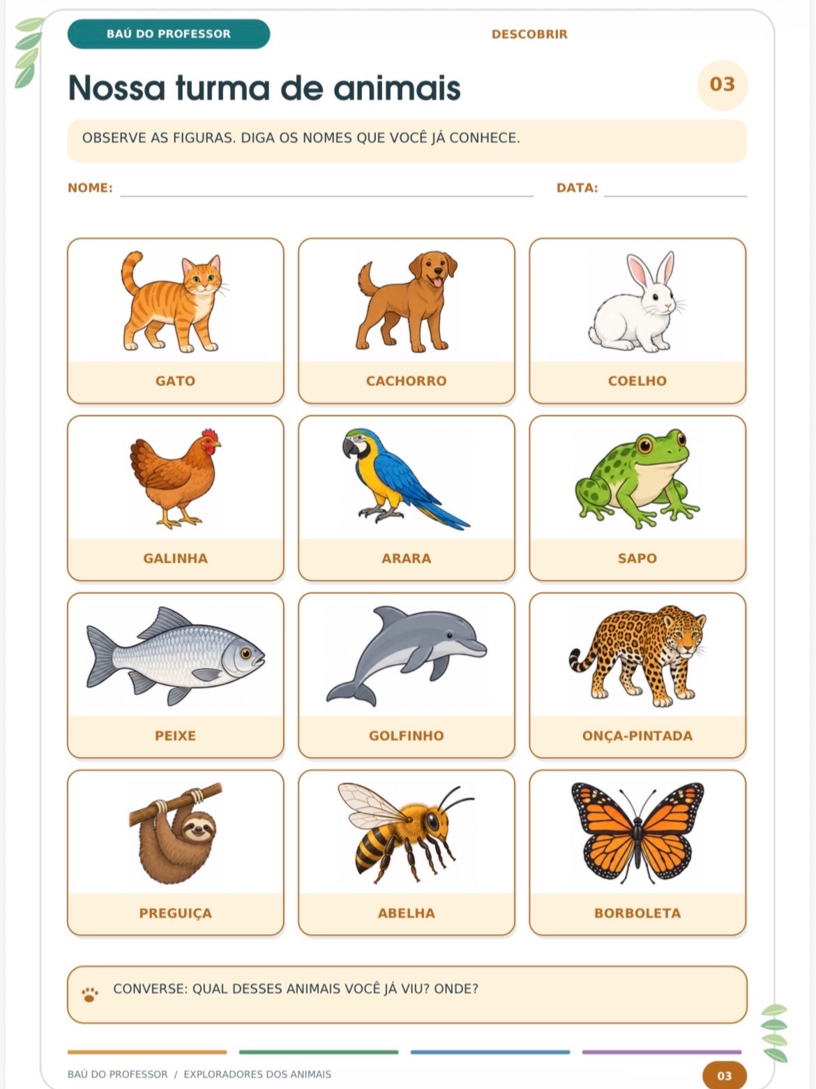 Imagem da galeria 1 de Atividades sobre Animais: Ciências e Alfabetização – 23 Páginas + Jogo