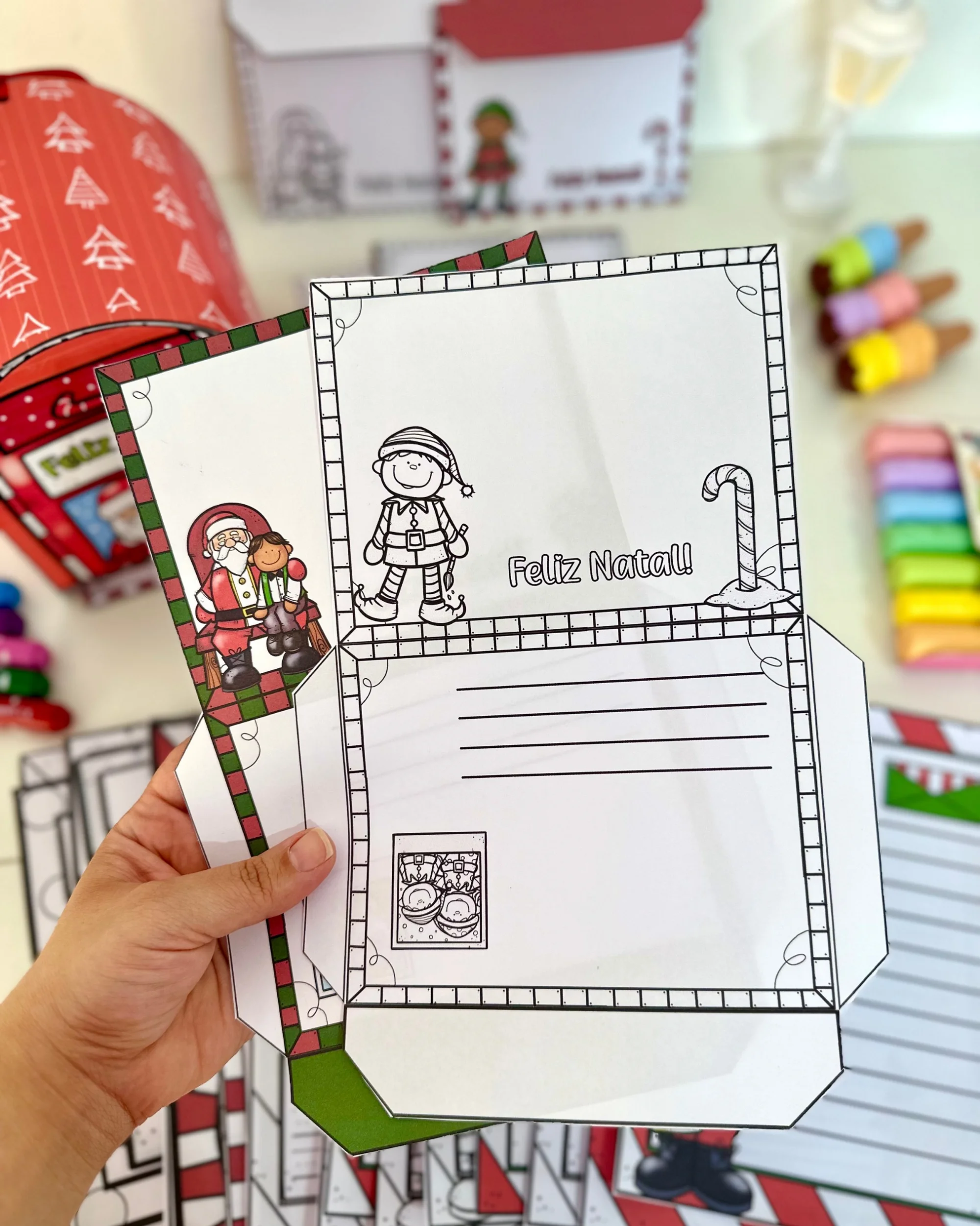Imagem da galeria 1 de Cartinhas de Natal para Imprimir: Kit com Envelopes e Caixa de Correio