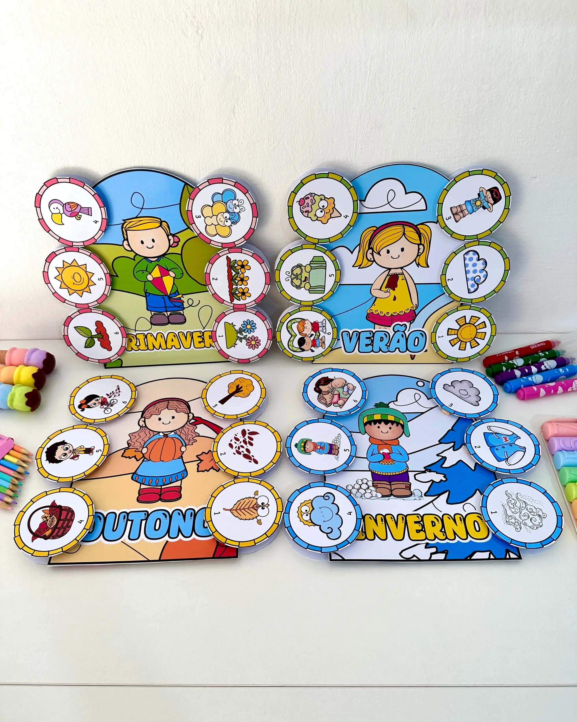 Capa de Kit Luvas das Estações do Ano para Educação Infantil – Primavera, Verão, Outono e Inverno